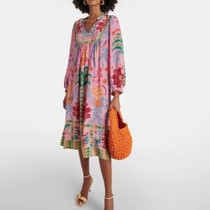 NWT $295 Farm Rio Pink Fruits Queen Scarf Midi Dress Size S